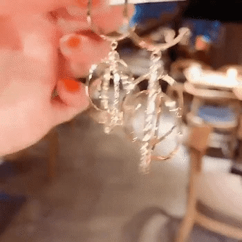 Women's Sparkling Floral Layered Drop Earrings
