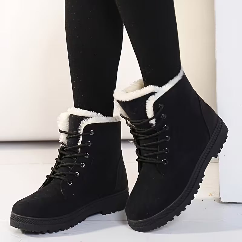 Women's Plush-Lined Lace-Up Ankle Boots
