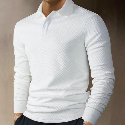 Men's Textured Long Sleeve Polo