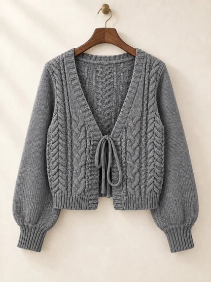 Women's Tie-Front Cable Knit Cardigan