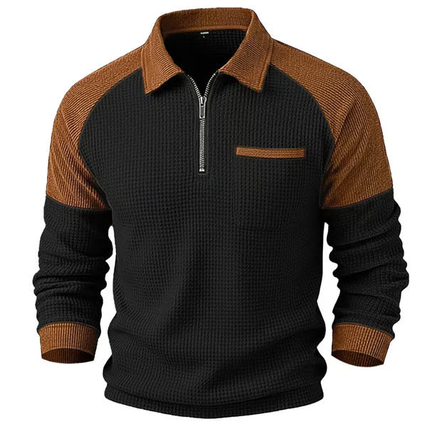 Men's Waffle Knit Quarter-Zip Pullover