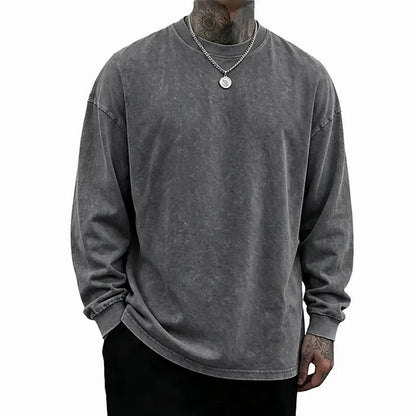 Men's Vintage Washed Oversized Long-Sleeve T-Shirt