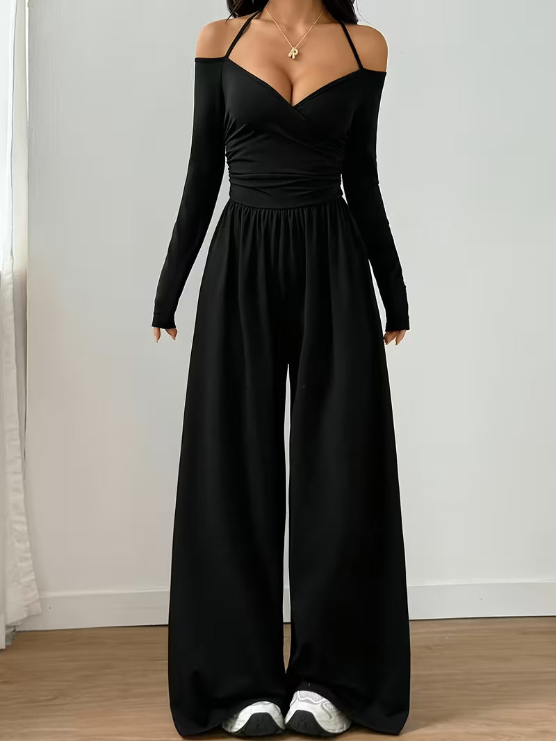 Women's Halter Neck Wide-Leg Jumpsuit