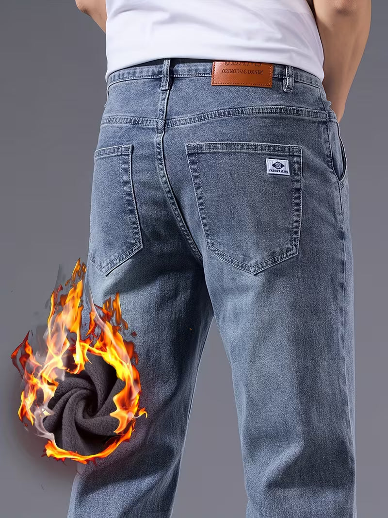 Men's Fleece-Lined Straight-Leg Jeans