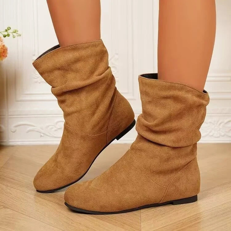 Women's Suede-Look Slouchy Flat Boots