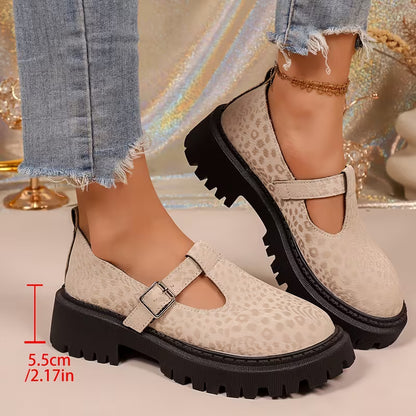 Women's T-Strap Chunky Sole Shoes