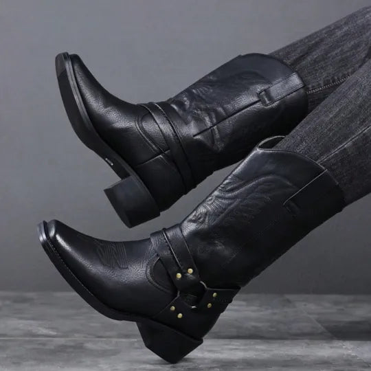 Men's Embossed Retro Ankle Boots