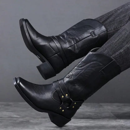 Men's Embossed Retro Ankle Boots