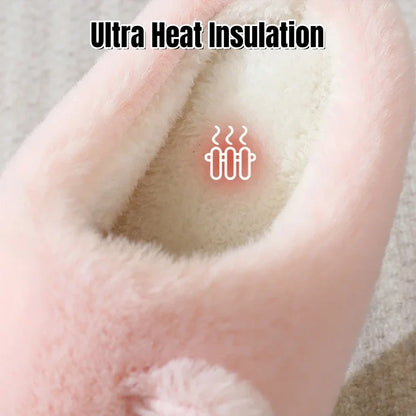 Women’s Cat Face Plush Fleece-Lined House Slippers