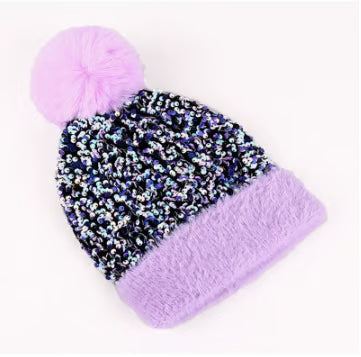 Women's Sequin Pom Pom Beanie