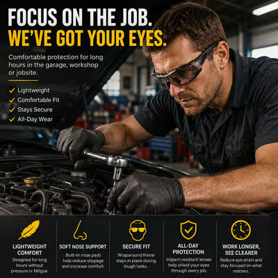 Photochromic Safety Glasses with Removable Foam Lining
