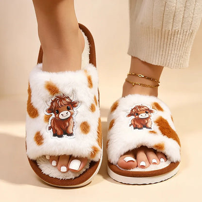 Women's Highland Cow Plush Slippers