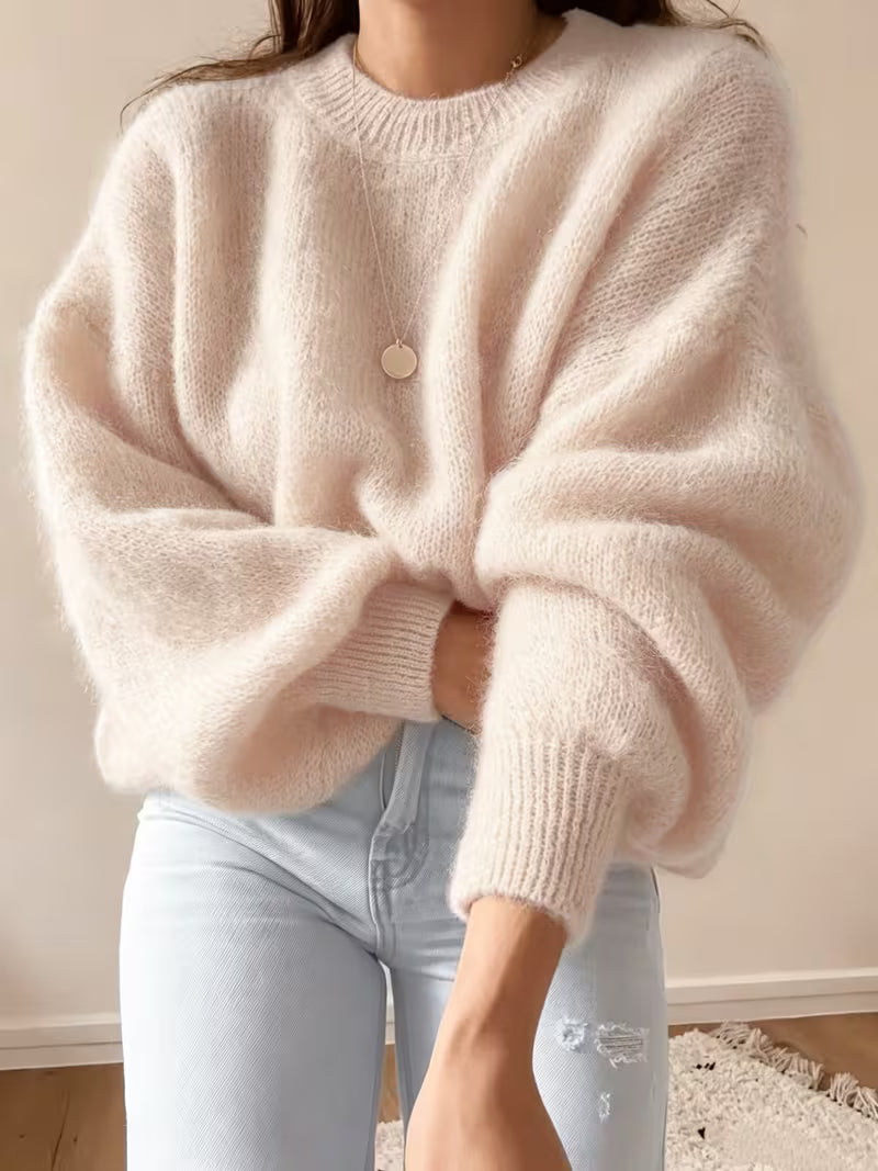 Women's Relaxed Lantern Sleeve Knit Jumper