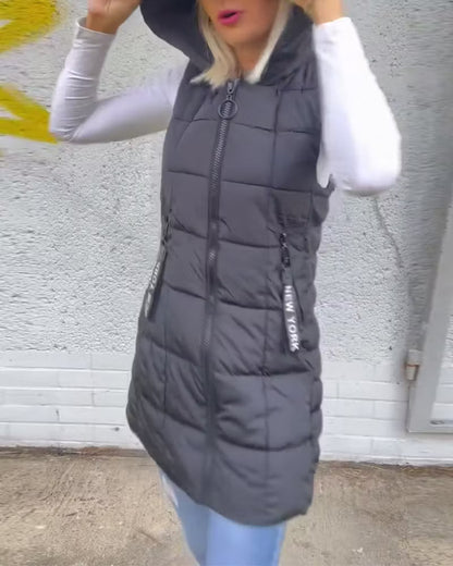 Women's Longline Quilted Hooded Gilet