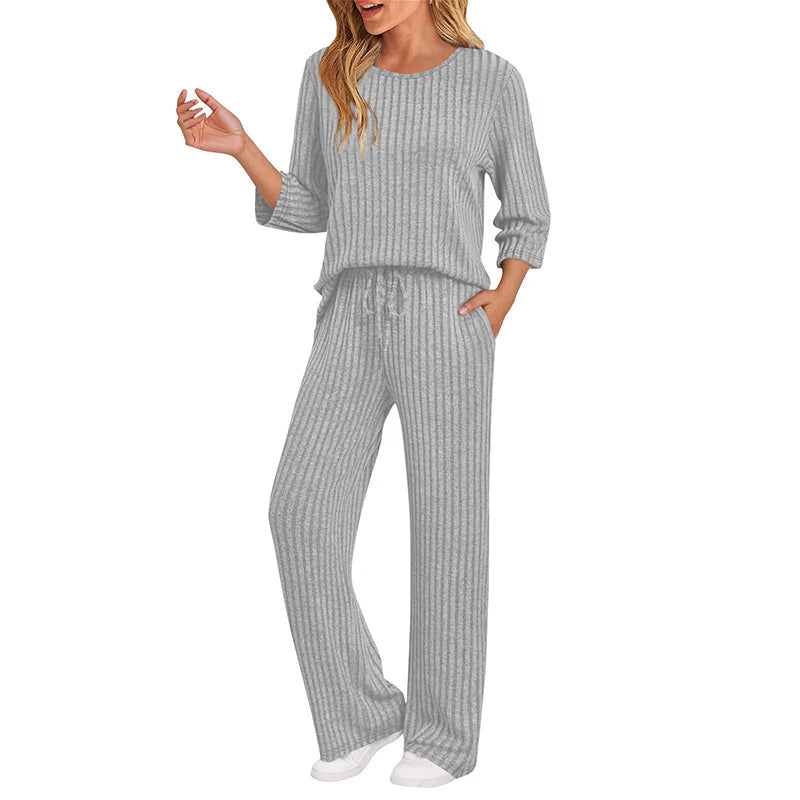 Women's Soft Ribbed Two-Piece Lounge Set