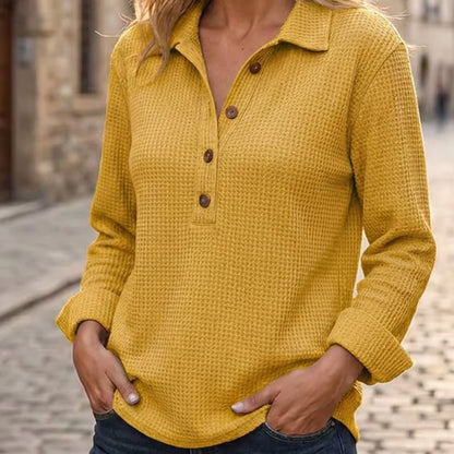 Women's Waffle Knit Henley Pullover