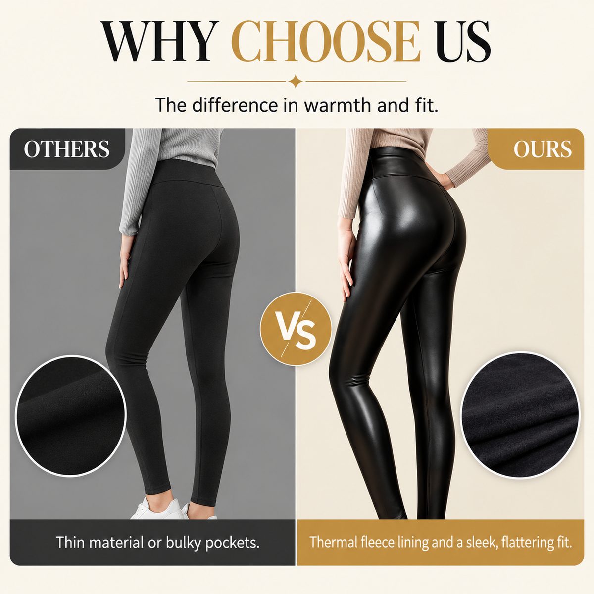 Women's High-Waisted Leather-Look Thermal Leggings