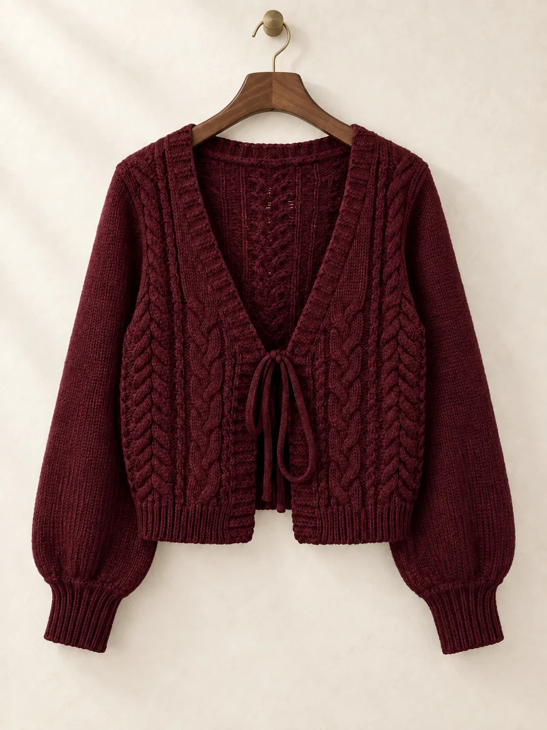 Women's Tie-Front Cable Knit Cardigan