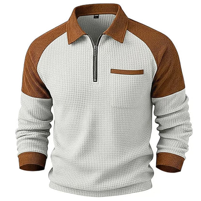 Men's Waffle Knit Quarter-Zip Pullover