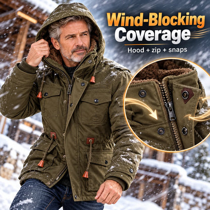 Men's Thick Fleece-Lined Hooded Winter Jacket