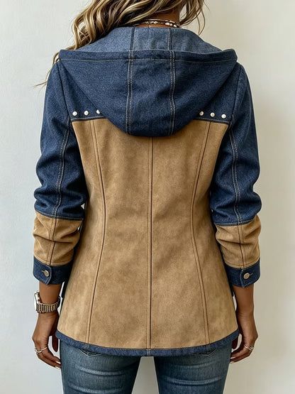 Women's Two-Tone Hooded Utility Jacket