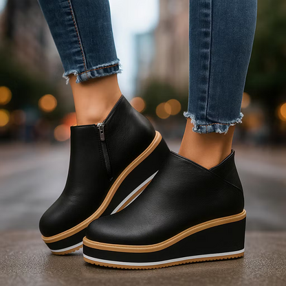 Women's Embossed Wedge Zip-Up Shoes