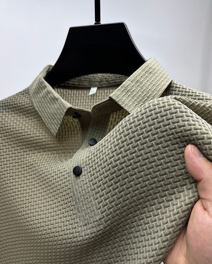 Men’s Breathable Mesh Detail Short Sleeve Polo Shirt