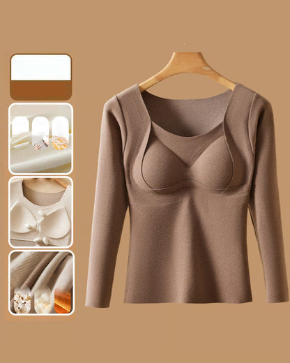 Women's Thermal Long-Sleeve Top with Built-In Bra Pads