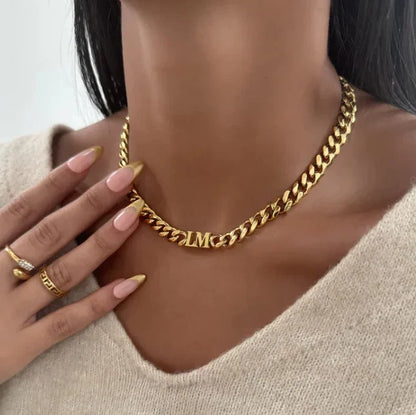 Personalised Two Initial Cuban Chain Necklace