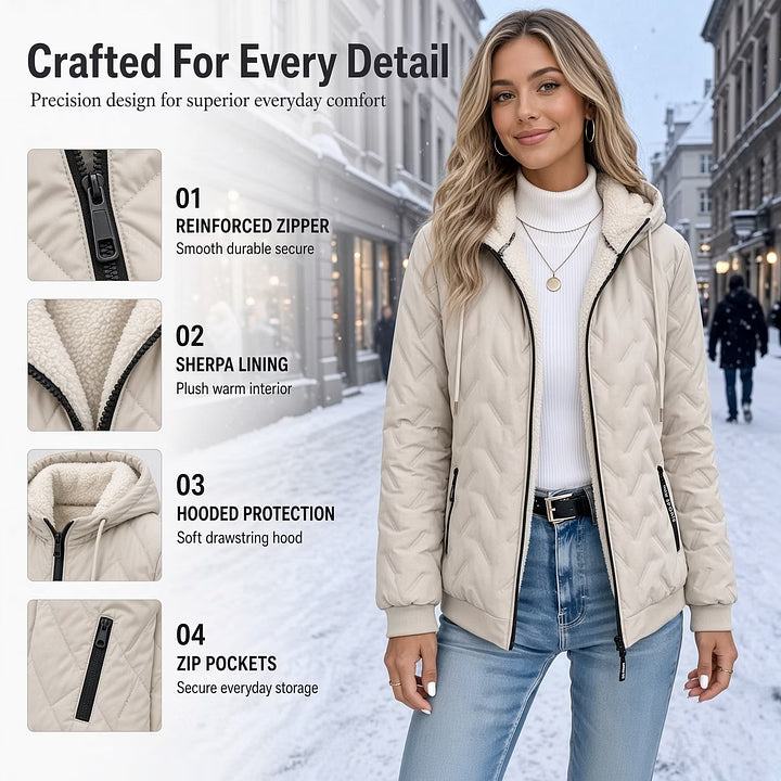 Women's Sherpa-Lined Quilted Hooded Jacket