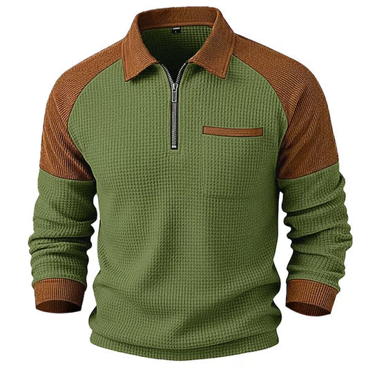Men's Waffle Knit Quarter-Zip Pullover