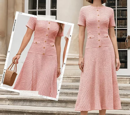 Women's Ribbed Button-Front Midi Dress