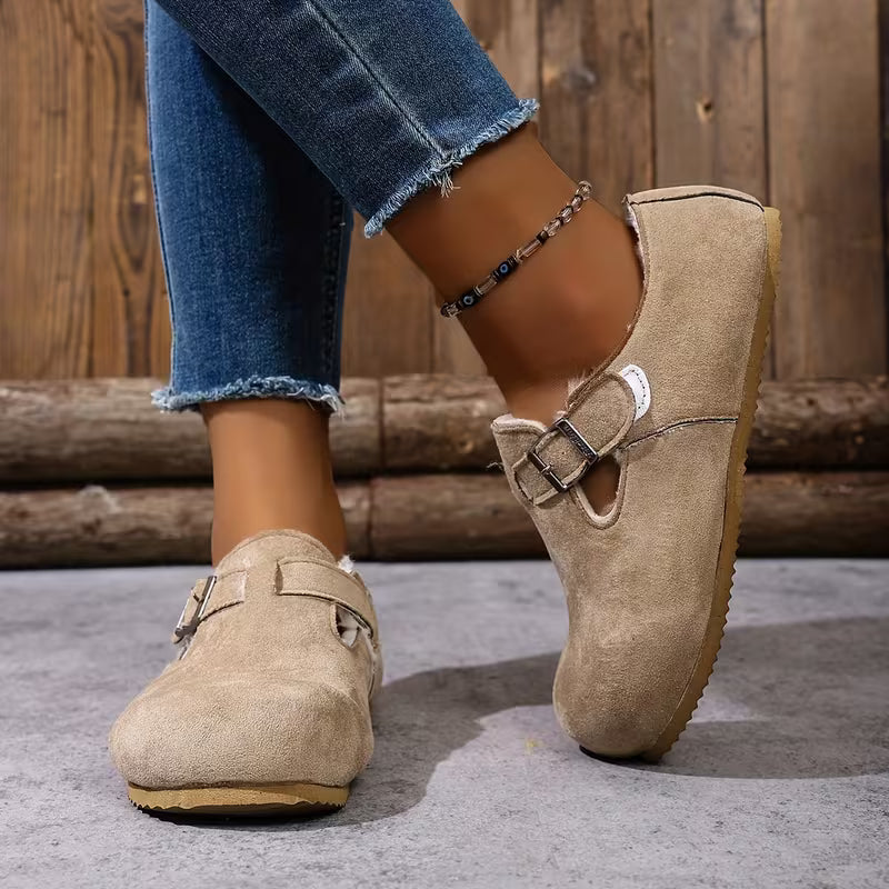 Women's Buckle Detail Plush-Lined Clogs