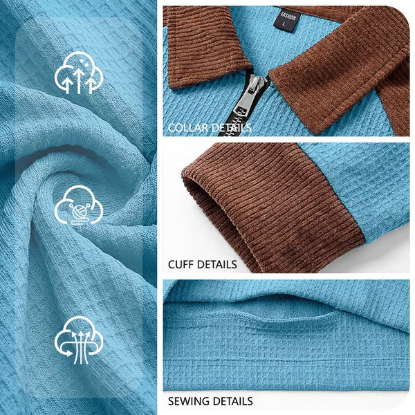 Men's Waffle Knit Quarter-Zip Pullover