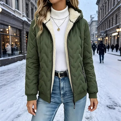 Women's Sherpa-Lined Quilted Hooded Jacket