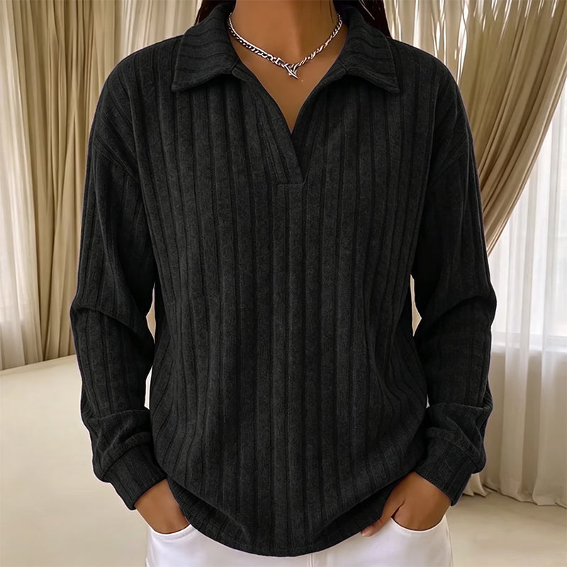 Women's Ribbed V-Neck Knit Jumper