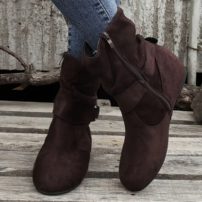 Women's Vintage Buckle Ankle Boots