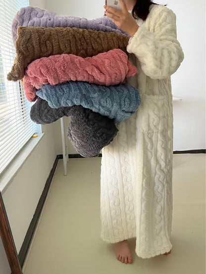 Women's Cosy Cable-Knit Fleece Nightdress
