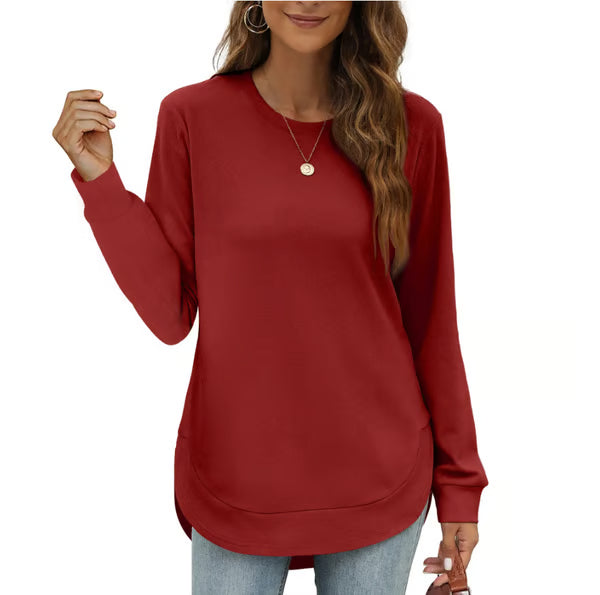 Women's Curved Hem Crew Neck Sweatshirt