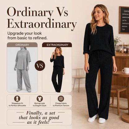 Women's Soft Ribbed Two-Piece Lounge Set