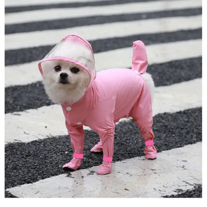 Full-Coverage Waterproof Dog Raincoat with Hood & Boots