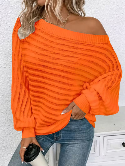 Women's Off-Shoulder Ribbed Knit Jumper