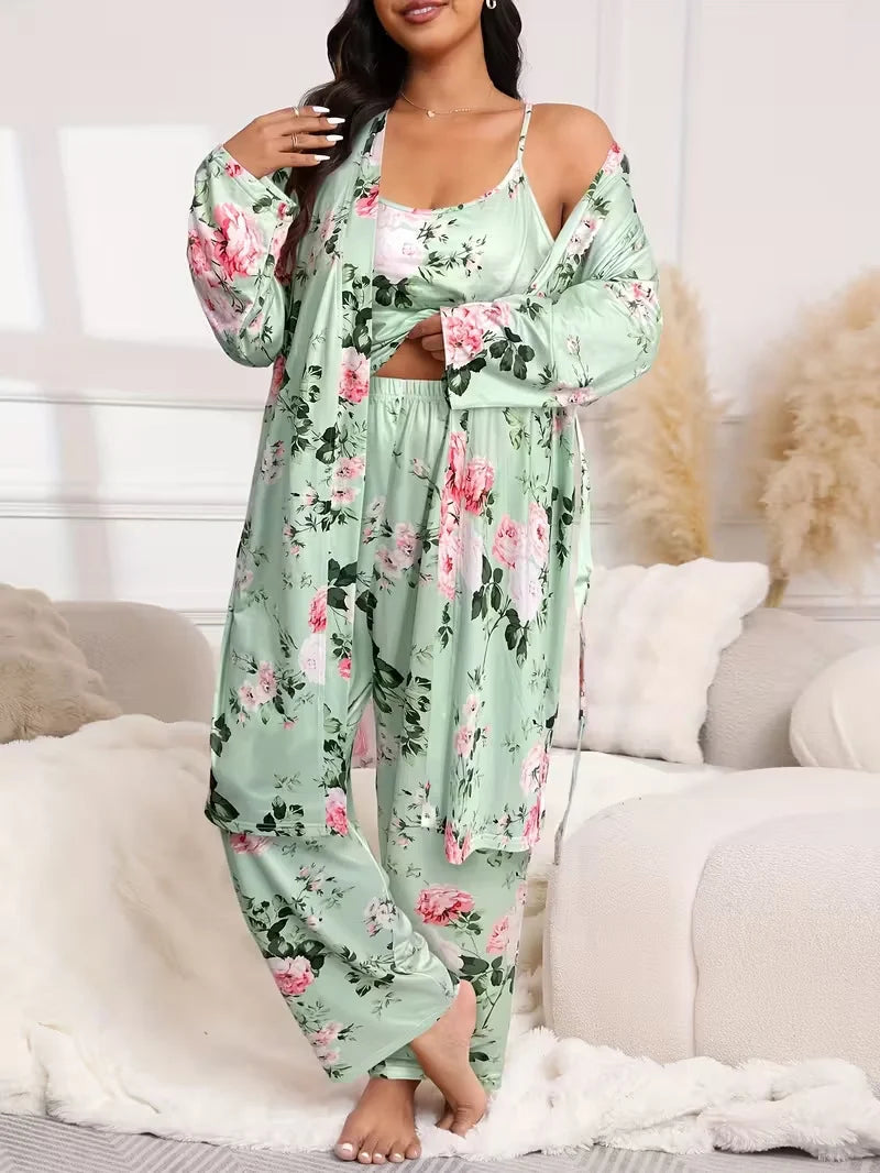 Women's Cherry Print Three-Piece Lounge Set