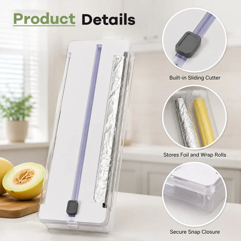 Kitchen Wrap Dispenser with Sliding Cutter