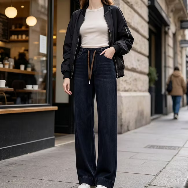 Women's Soft-Touch Drawstring Wide-Leg Trousers
