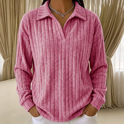Women's Ribbed V-Neck Knit Jumper