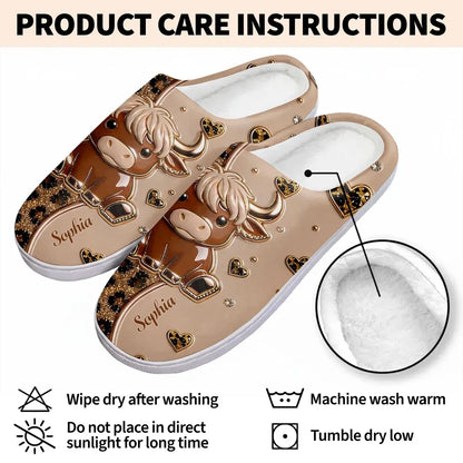Cosy Highland Cow Plush Slippers