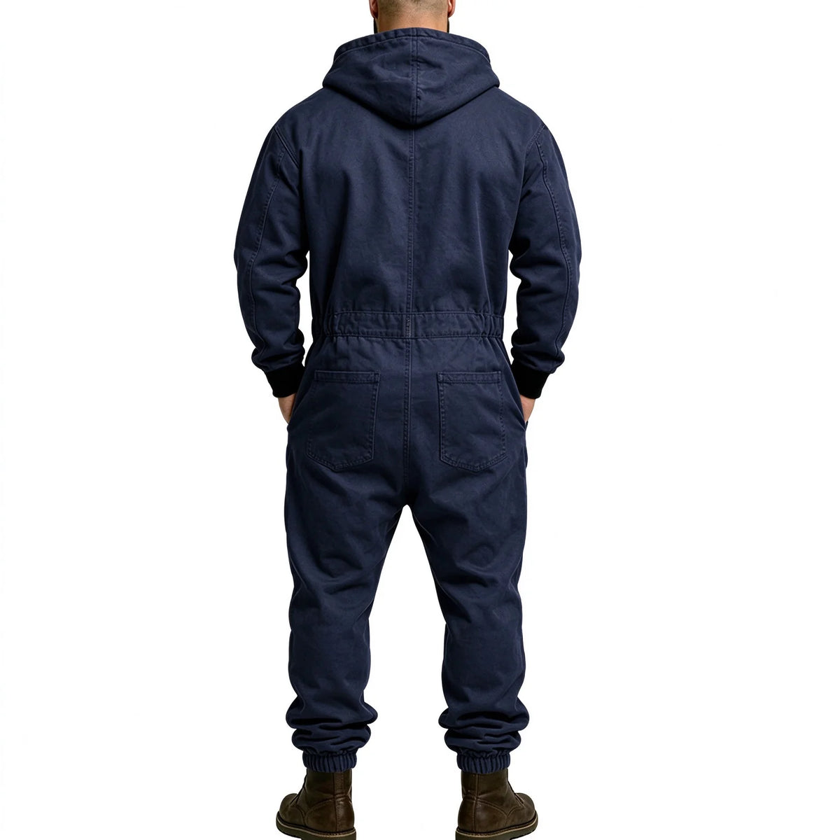 Men's Full-Zip Hooded Cargo Jumpsuit