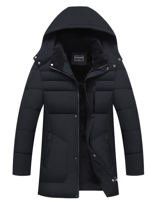 Men's Fleece-Lined Hooded Winter Jacket