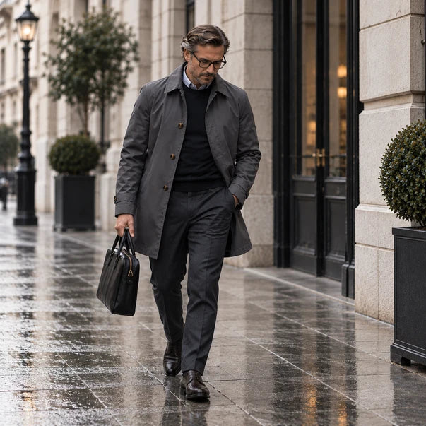 Men's Shower-Resistant Mid-Length City Coat